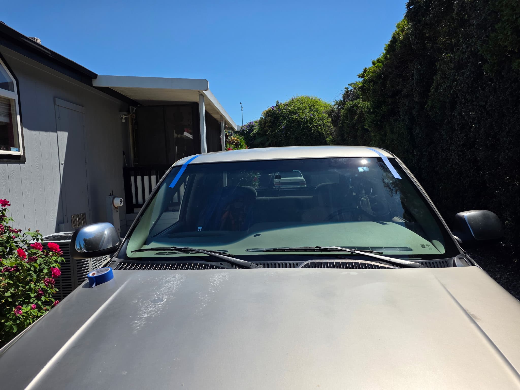 Silverado windshield job in a Sacramento neighborhood
